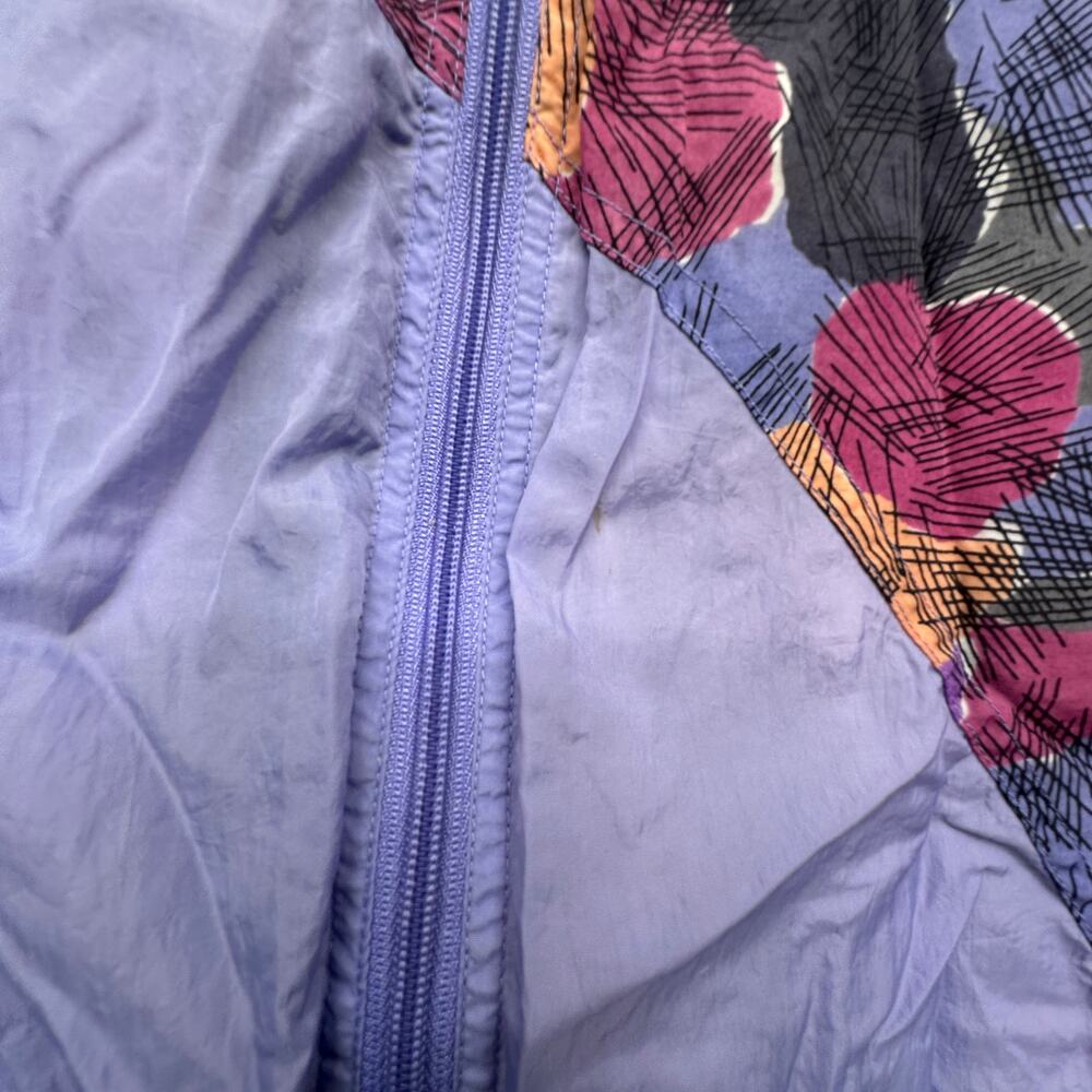 Vintage 90s Runabout Floral Purple Windbreaker Jacket Womens Medium Cotton Lined - Picture 9 of 10